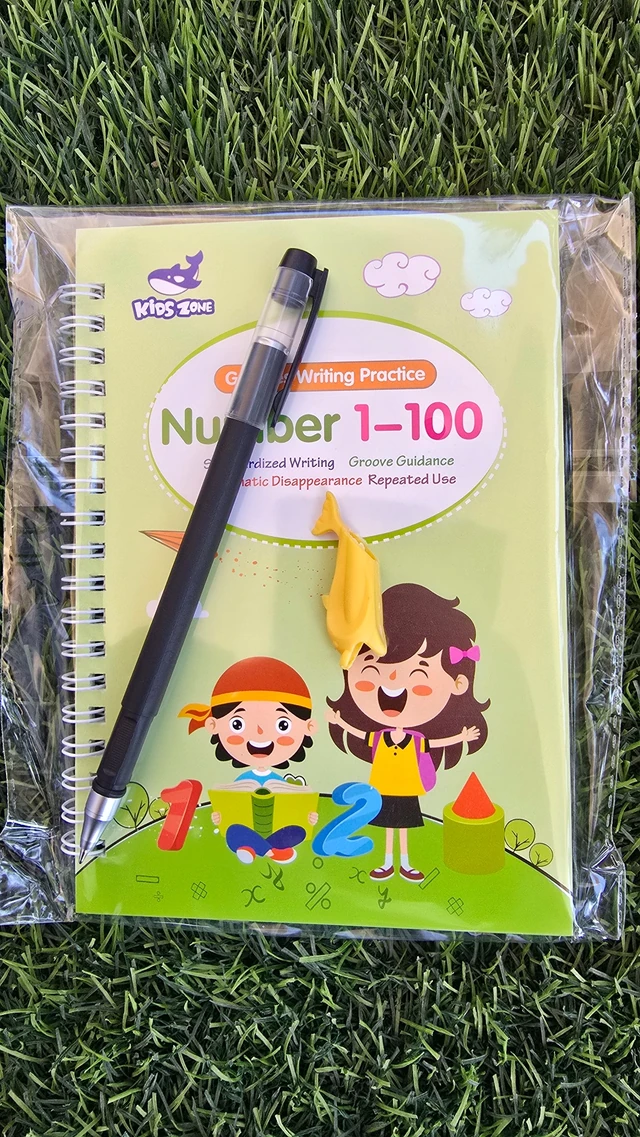 Number 1 to 100 writing practice book with pen